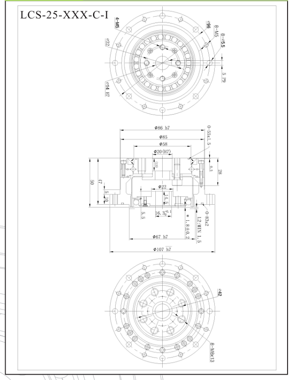 LCS-25諧波減速機(jī)尺寸圖 LCS-25諧波減速機(jī)尺寸圖